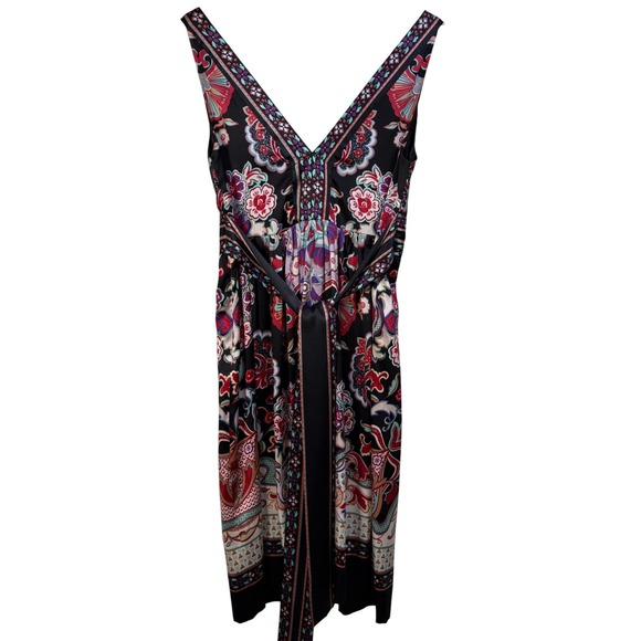 ECI New York Dress Women's Size 2 Sleeveless V Neck Floral Paisley Silk Blend - Picture 1 of 8